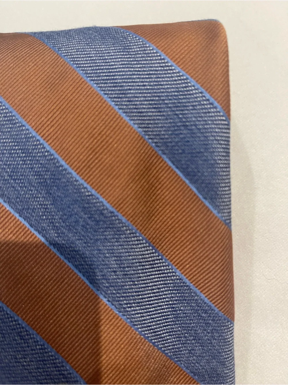 Robert Talbott Caramel Brown and Blue Diagonal Stripe Men’s Tie